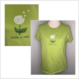 Positivitees green Make A Wish dandelion graphic short sleeve tee shirt Large